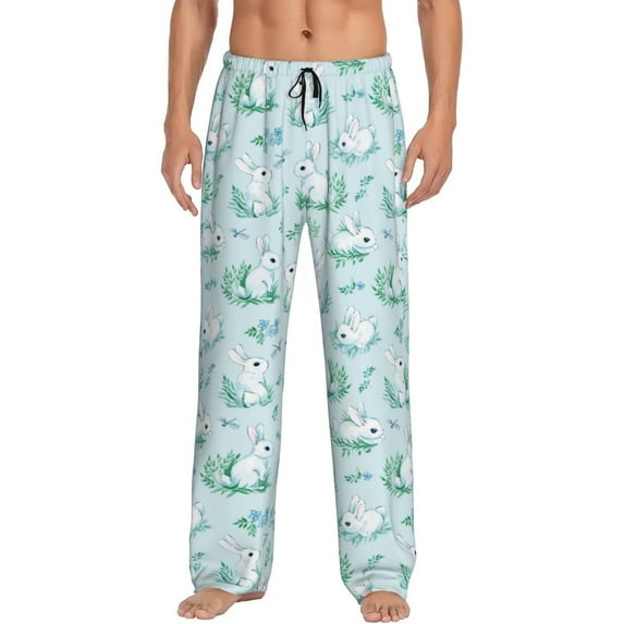 Bingfone Rabbit And Dragonfly Mens All Over Print Sleep Pajama Pants-Medium