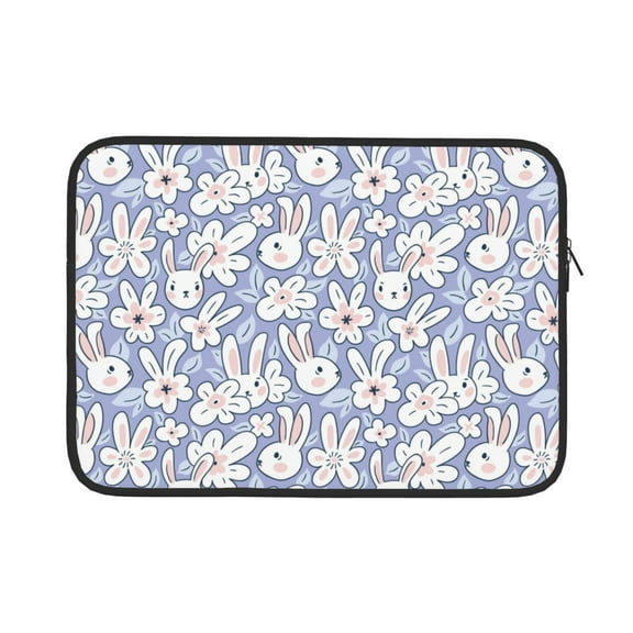 Bingfone Rabbit And Floral Laptop Sleeve Case 13 inch , 360° Protective Computer Carrying Bag
