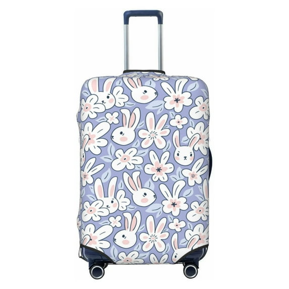 Bingfone Rabbit And Floral Luggage Cover Washable Suitcase Cover Protector Anti-scratch Suitcase cover Fits 18-32 Inch Luggage