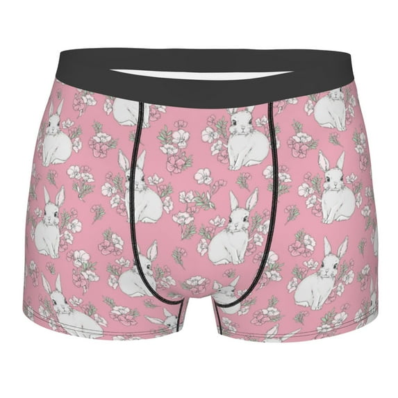Bingfone Rabbit And Flower Men's Underwear - Casual Stretch Boxer Briefs-X-Large