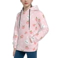 thumbnail image 1 of Bingfone Rabbit And Peach Pattern Youth Classic Hoodies Soft Hooded Pullover Sweatshirts for Girls and Boys, 1 of 6