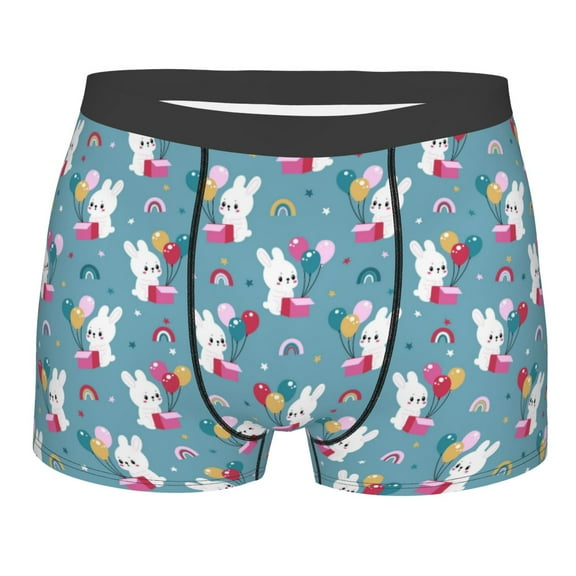 Bingfone Rabbit And Rainbow Men's Underwear - Casual Stretch Boxer Briefs-Small