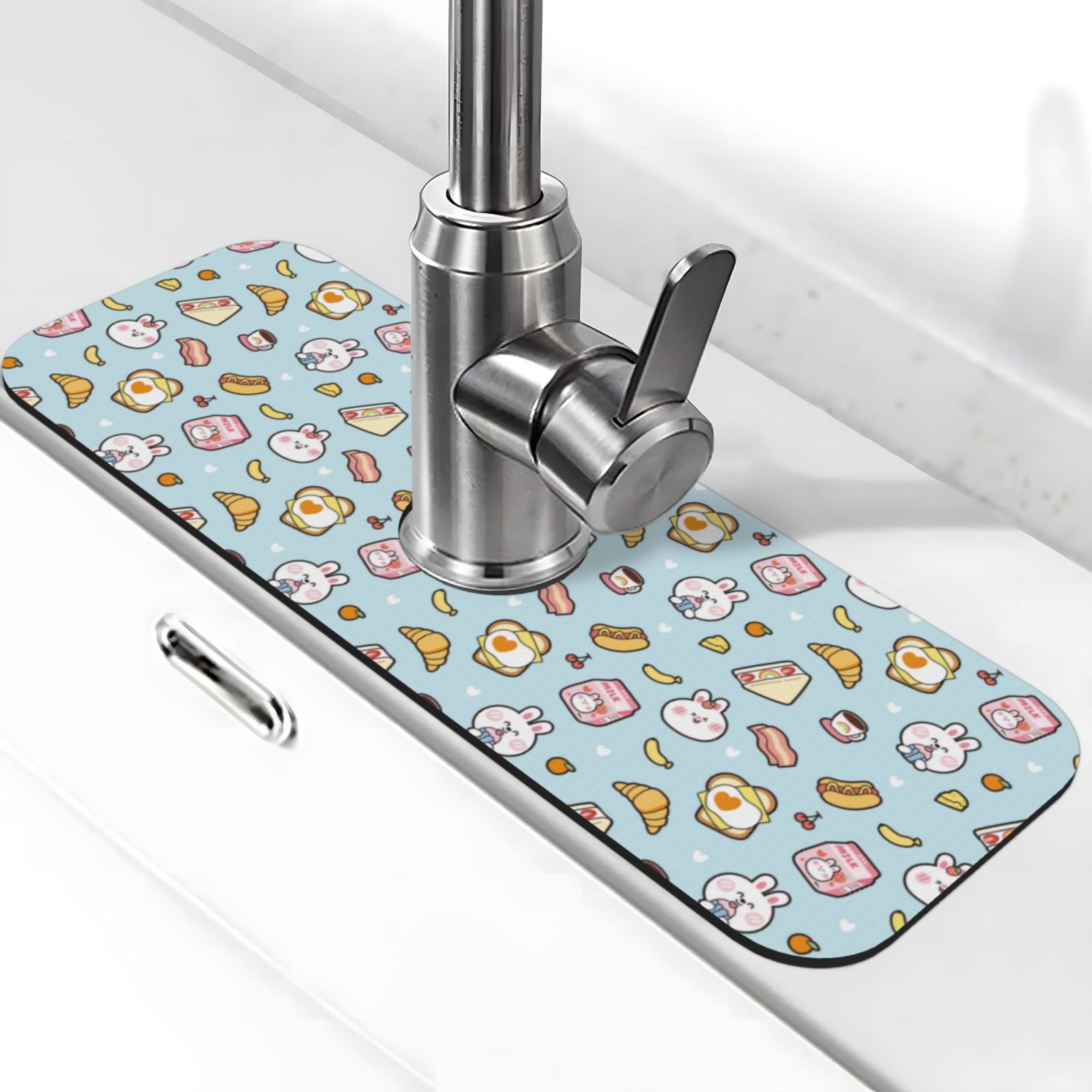 Bingfone Rabbit Burger Coffee Print Splash Guard for Sink Faucet,Super