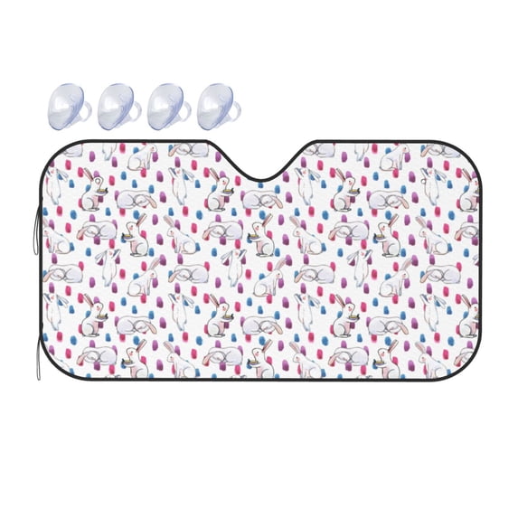 Bingfone Rabbit Eating Car Windshield Sunshade,Sun Foldable Sun Shield Sun Visor for Car - Medium