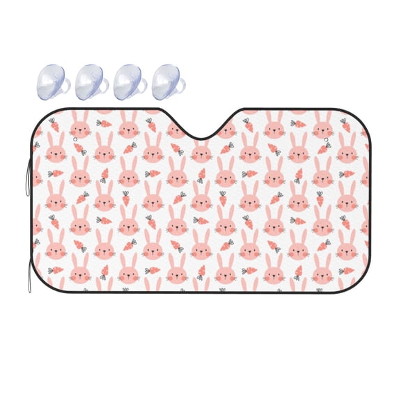 Bingfone Rabbit Is And Carrots Car Windshield Sunshade,Sun Foldable Sun Shield Sun Visor for Car - Small
