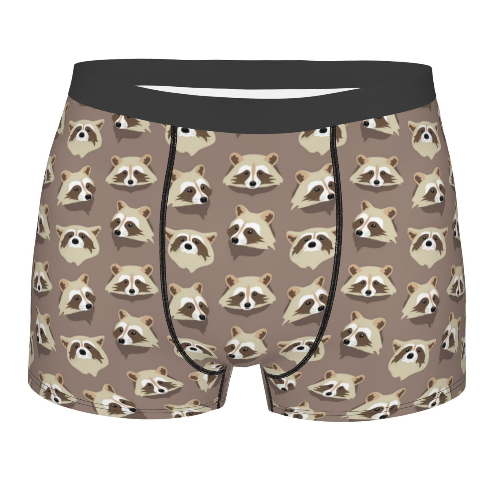 VISESUNNY Men's Funny Boxer Briefs - Raccoon Print, Bamboo Fiber, Moisture-Wicking, Stretch Comfort Underwear