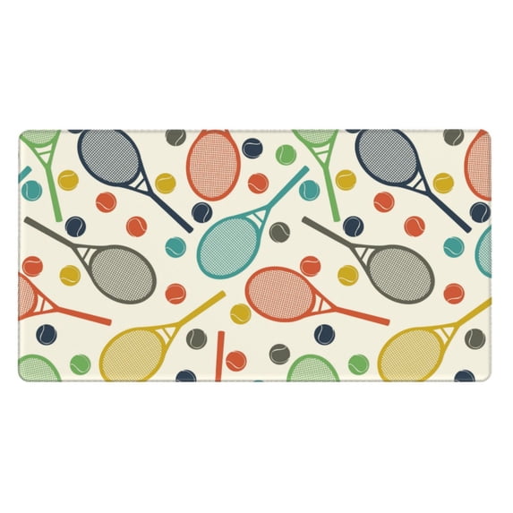 Bingfone Racket And Tennis Ball Large Gaming Mouse Pad,Extended Desk Mousepad With Stitched Edges,Non-Slip Base,29.5 X 16 In