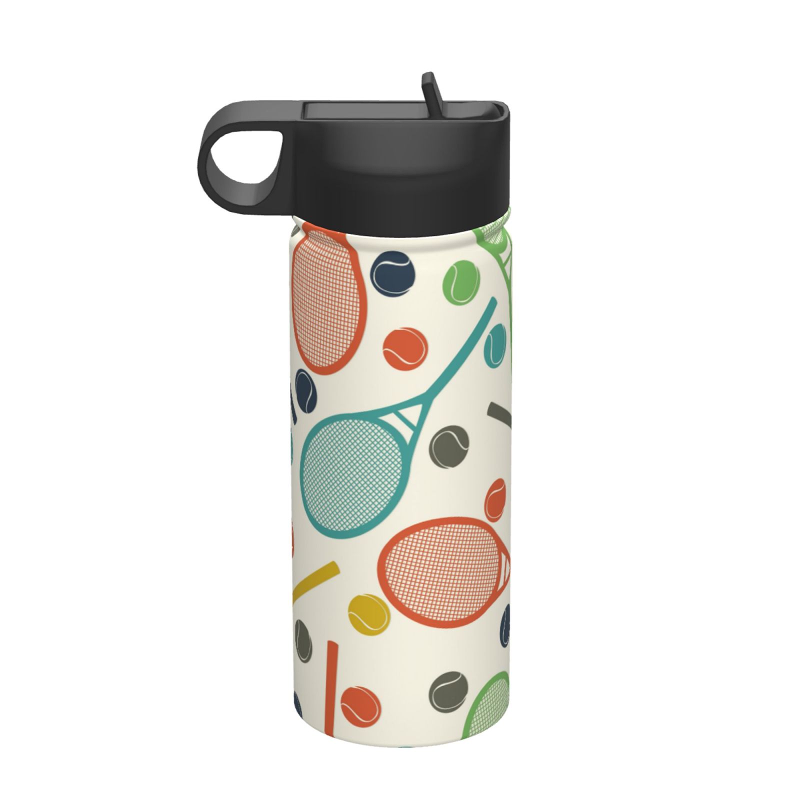 Bingfone Racket and Tennis Ball Print 18oz Sports Insulated Kettle With ...