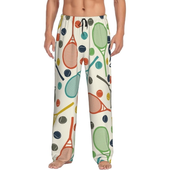 Bingfone Racket and Tennis Ball Mens All Over Print Sleep Pajama Pants-Small