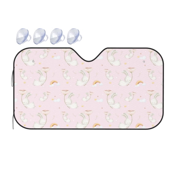 Bingfone Rainboe And Rabbit Car Windshield Sunshade,Sun Foldable Sun Shield Sun Visor for Car - Medium