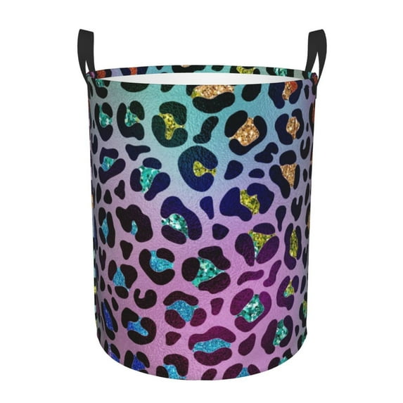 Bingfone Rainbow Animal Skin Waterproof Foldable Laundry Hamper Bucket With Handles For Storage Bin,Clothes Hamper (Medium )
