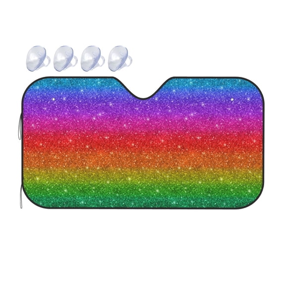 Bingfone Rainbow Glitter Car Windshield Sunshade,Sun Foldable Sun Shield Sun Visor For Car - Medium