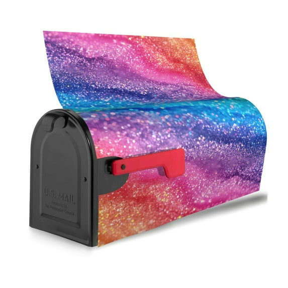Bingfone Rainbow Glitter Cute Magnetic Mailbox Cover Standard Size for Garden Yard Outdoor Decorations-25.5x21 in