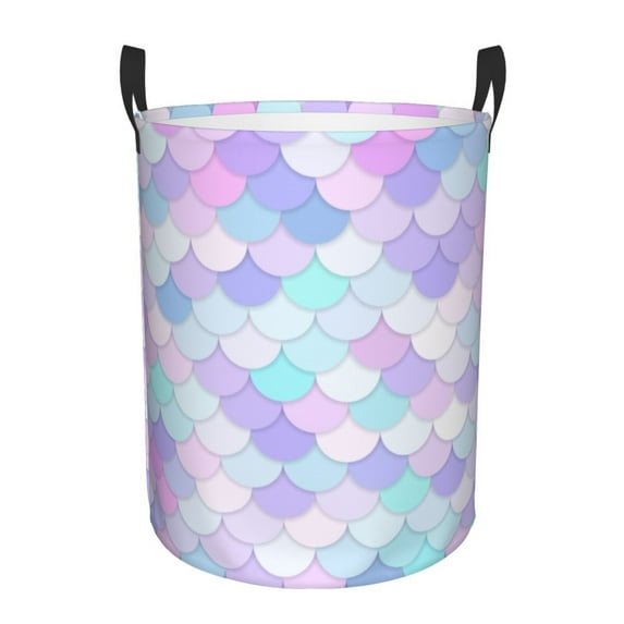Bingfone Rainbow Scales Waterproof Foldable Laundry Hamper Bucket With Handles For Storage Bin,Clothes Hamper (Medium)
