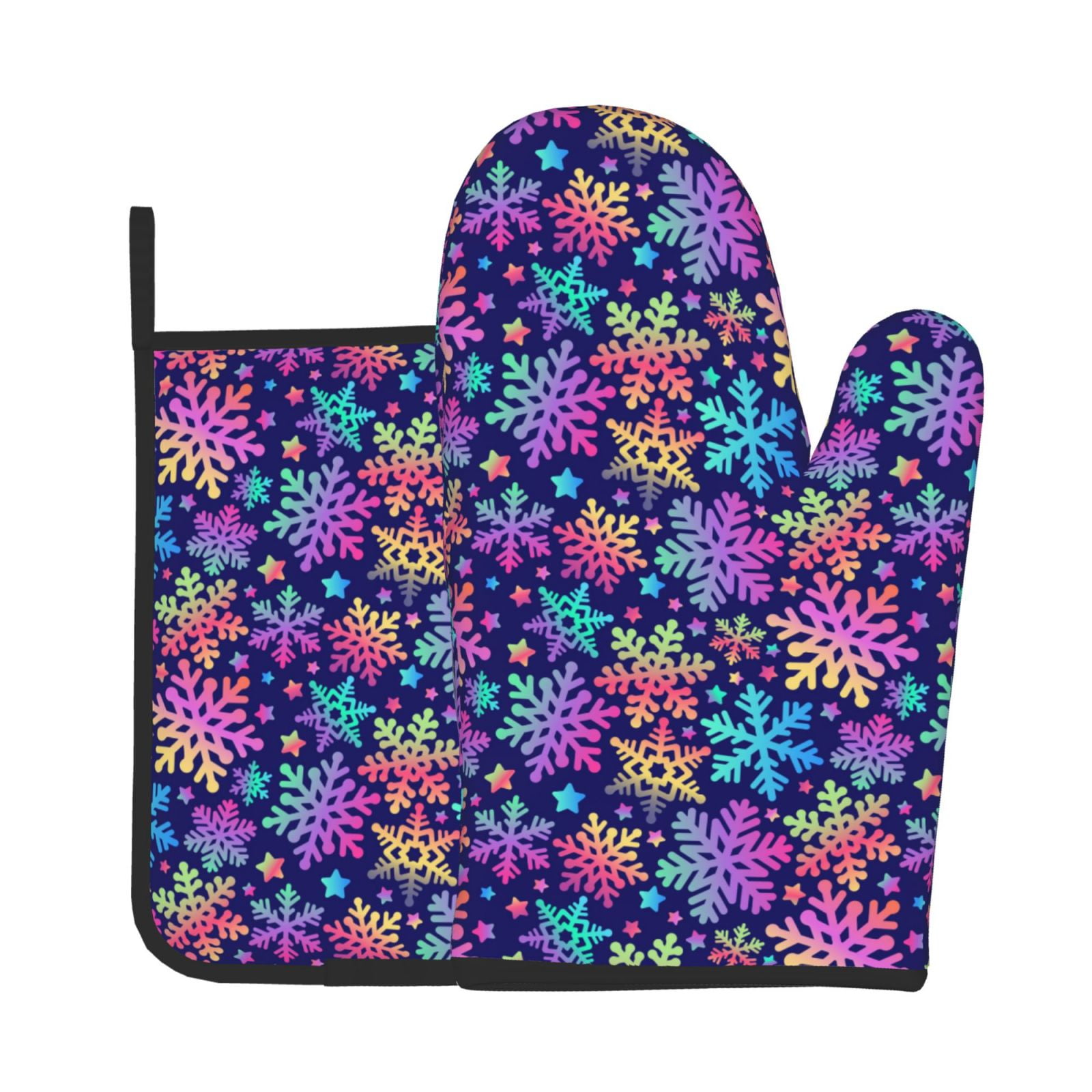 Winter Snowflakes Oven Mitts & Pot Holders Set - 4 Pcs Heat Resistant Kitchen Gloves