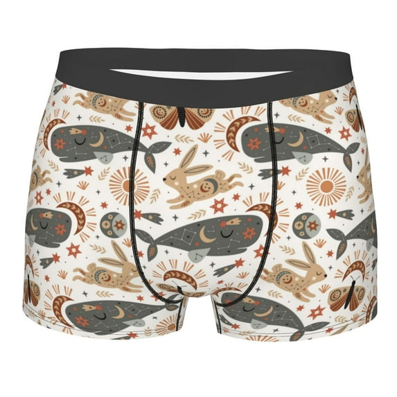 Bingfone Ramadan Whale Men's Underwear - Casual Stretch Boxer Briefs-X-Large