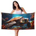 thumbnail image 1 of Bingfone Realistic Turtle Oversized 27.7x55 Inches Beach Towel, Super Absorbent Soft Plush Pool Towel, Bath Towel for Travel Sports Pool Swimming Bath Camping Yoga Girls Women Adults, 1 of 6