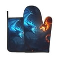 thumbnail image 1 of Bingfone Red And Blue Fire Dragon C Print Oven Mitts Pot Holders Set 2 PCS for Kitchen for Cooking Grilling Baking BBQ Pot Holders Cook Essentials, 1 of 7