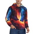 thumbnail image 1 of Bingfone Red And Blue Fire Wolf Men's Drawstring Hoodie Long Sleeve Pocket Sweatshirts-Small, 1 of 6