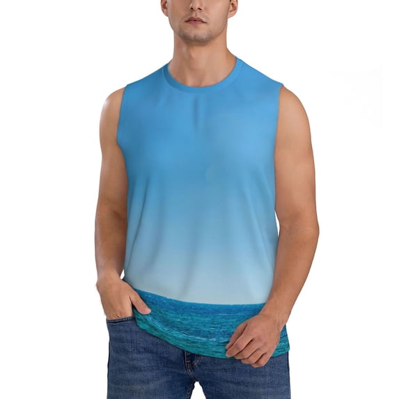 Bingfone Red And White Lighthouse Pattern Men's Tank Tops Workout Sleeveless Tee Shirts Running Beach Tanks for Men-3X-Large