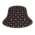 thumbnail image 1 of Bingfone Red And White Polka Dots Bucket Hat For Men Women,Packable Reversible Printed Sun Hats,Fisherman Outdoor Travel Hiking Beach Caps, 1 of 9