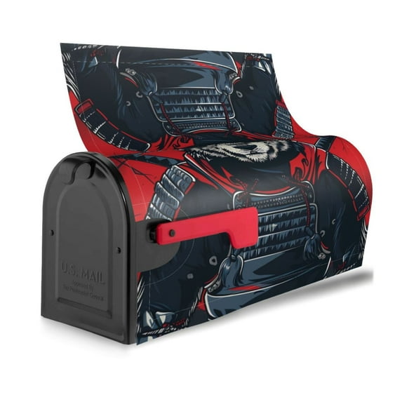 Bingfone Red Black Eastern Panda Warrior Magnetic Mailbox Cover Standard Size for Garden Yard Outdoor Decorations-25.5x21 in