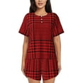 Bingfone Red Black Houndstooth Print Pajamas Sets for Women Soft Short
