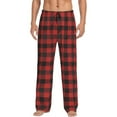 thumbnail image 1 of Bingfone Red Black Plaid Mens All Over Print Sleep Pajama Pants-Medium, 1 of 5