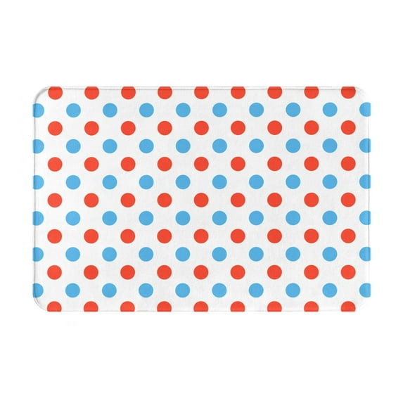 Bingfone Red Blue Polka Dots Door Mat 16"X24" Front Entrance Non-Slip Low Profile Washable For Entryway