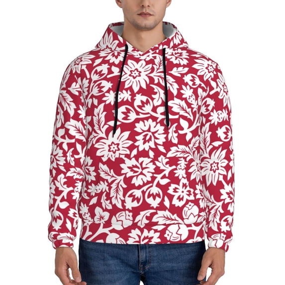 Bingfone Red Flowers Men'S Drawstring Hoodie Long Sleeve Pocket Sweatshirts-Xx-Large