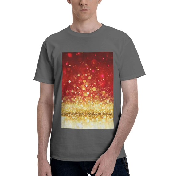 Bingfone Red Gold Glitter Men'S Loose Fit Short-Sleeve Pocket T-Shirt