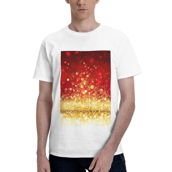 Bingfone Red Gold Glitter Men'S Loose Fit Short-Sleeve Pocket T-Shirt