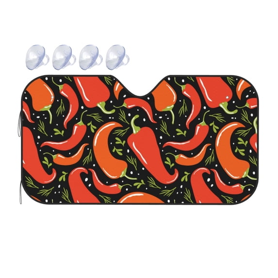 Bingfone Red Hot Chili Car Windshield Sunshade,Sun Foldable Sun Shield Sun Visor for Car - Small