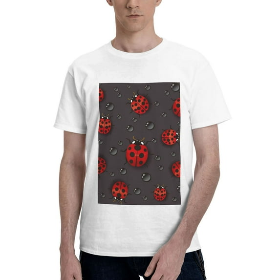 Bingfone Red Ladybugs Men'S Loose Fit Short-Sleeve Pocket T-Shirt