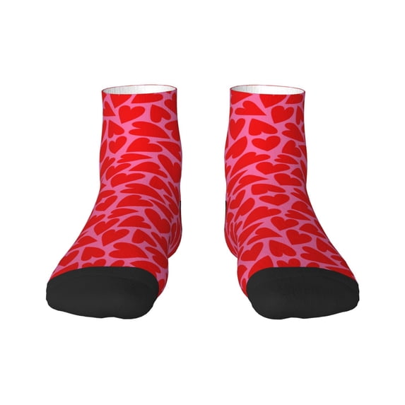 Bingfone Red Love Heart Design Patterned Men'S Women'S Casual Cotton Socks