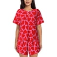 thumbnail image 1 of Bingfone Red Love Heart Print Pajamas Sets for Women Soft Short-Sleeved Pjs with Lounge Shorts Two Piece Sleepwear, 1 of 8