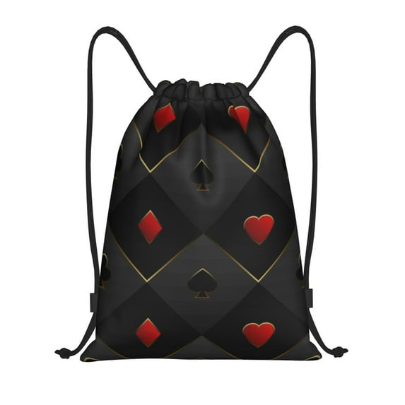 Bingfone Red Poker Drawstrings Backpacks Bags For Men Women Gym Drawstrings Bag