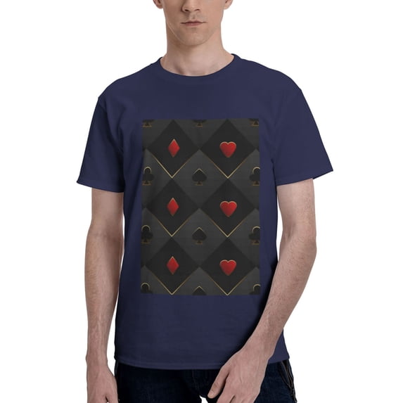 Bingfone Red Poker Men'S Loose Fit Short-Sleeve Pocket T-Shirt