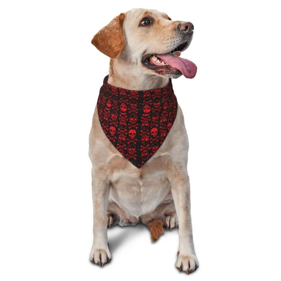 Bingfone Red Skulls With Crossbones -Washable Dog Scarf Triangle Adjustable Puppy Bandana Bib Handkerchief for Medium Large Dog Cat