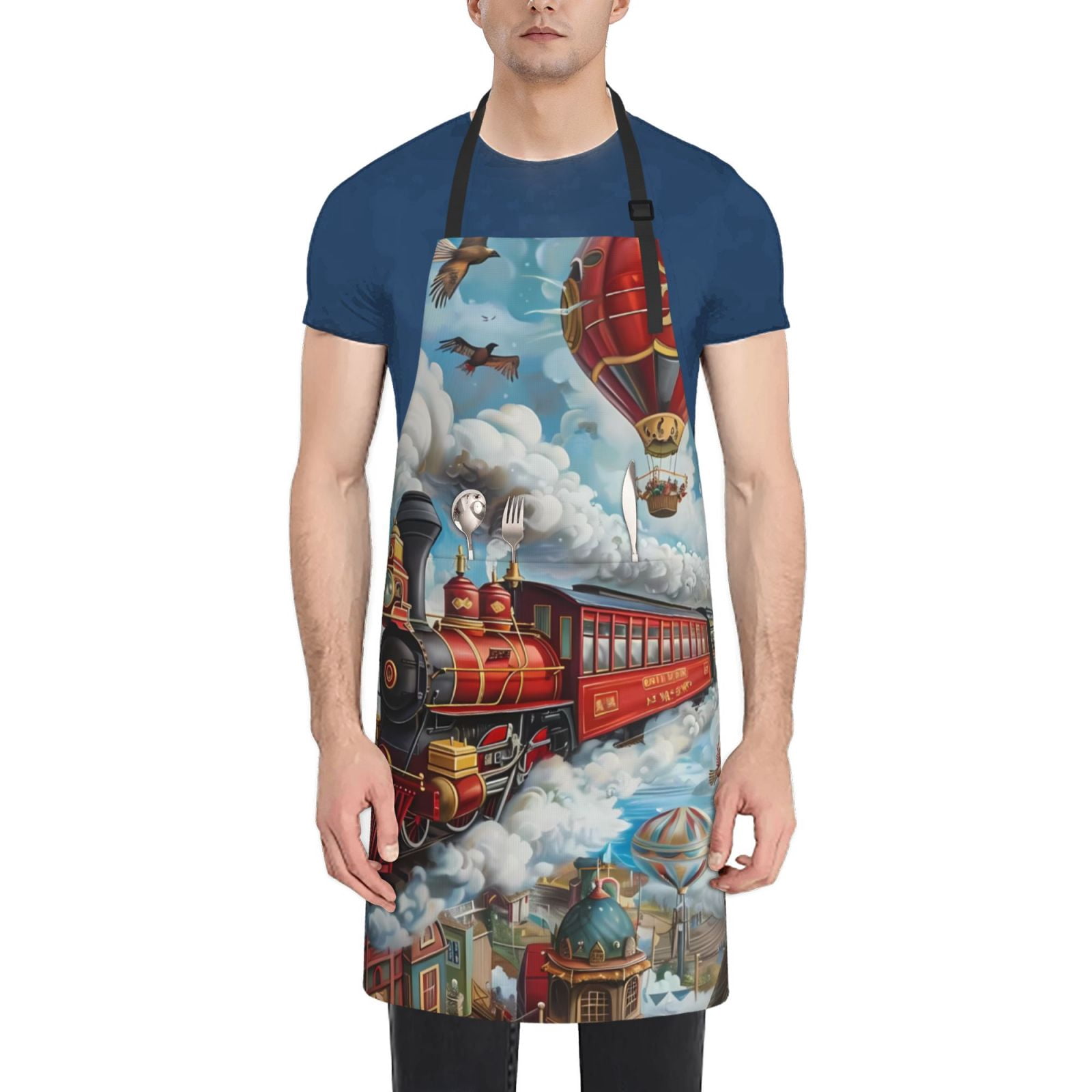 Bingfone Red Train Hot Air Balloon Apron Gifts For Men, Women ...