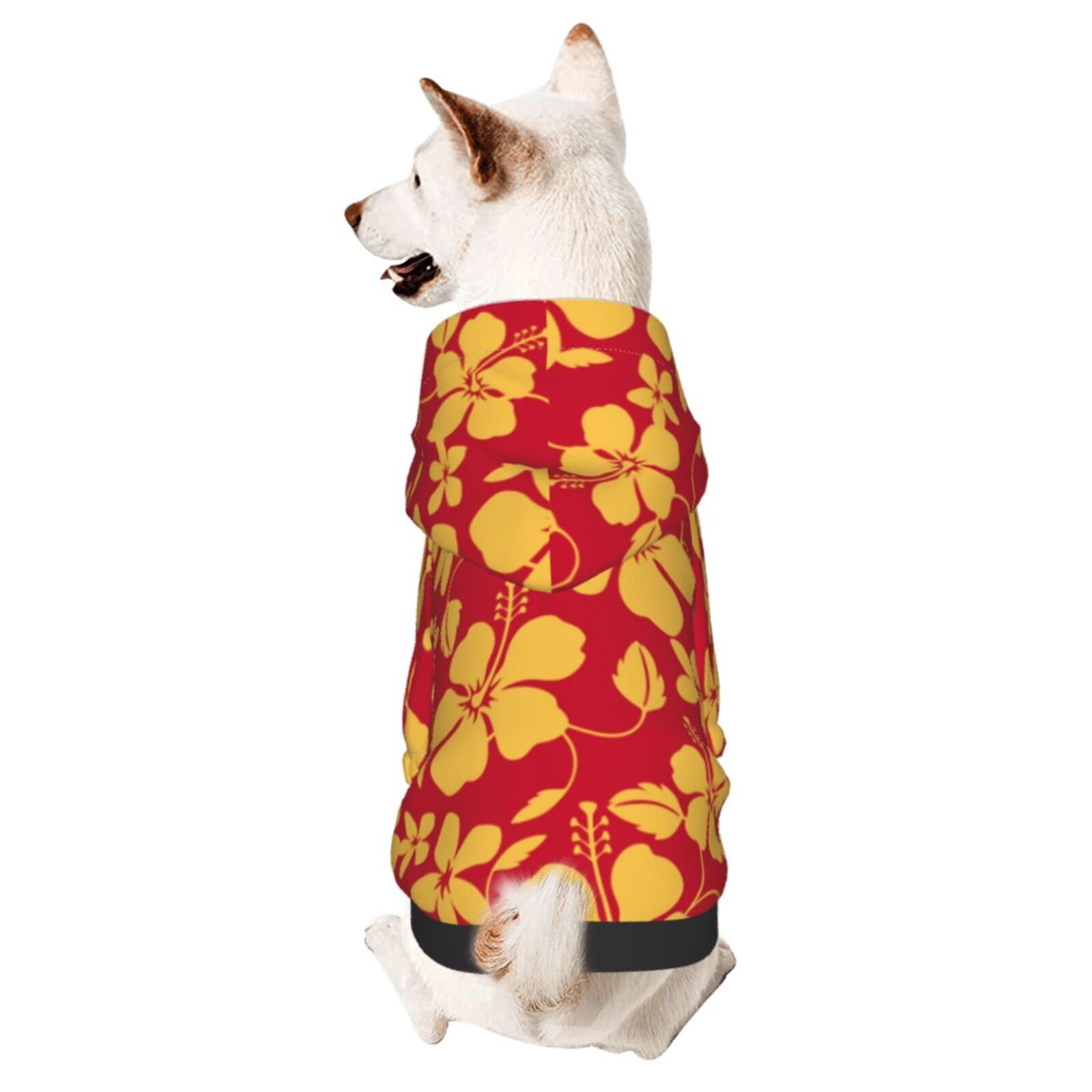 Bingfone Red Vintage Flowers Dog Clothes Hoodie, Pet Winter Coat,Puppy