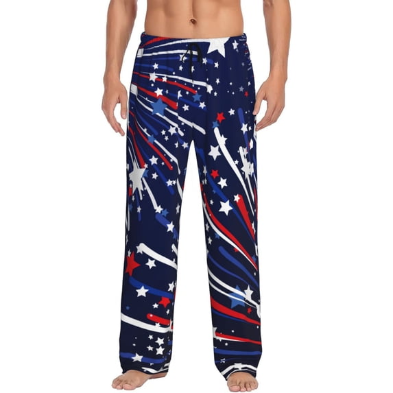 Bingfone Red White Blue Fireworks 1 Mens All Over Print Sleep Pajama Pants-XX-Large