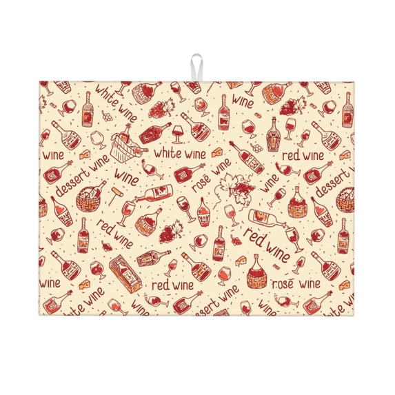 Bingfone Red Wine ,18" X 24"Dish Drying Mat For Kitchen Counter,Ultra Absorbent Microfiber