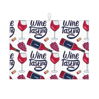 Dish Drying Mat Grape Red Wine Print Absorbent Microfiber Dishes Drainer Mat
