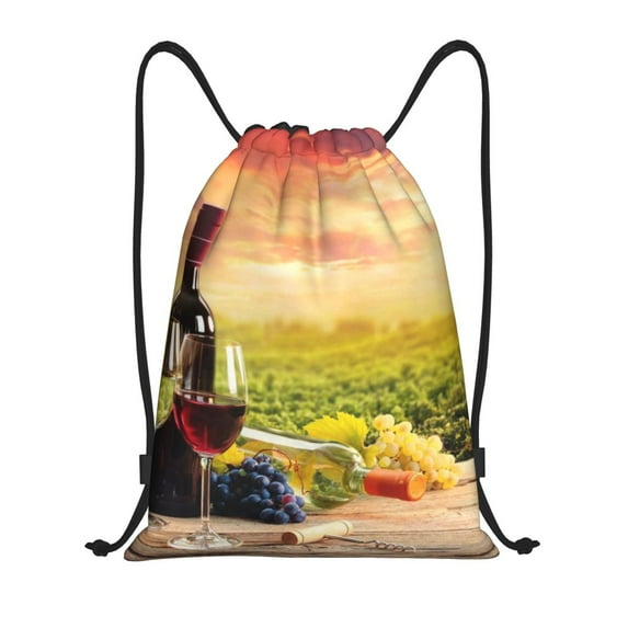 Bingfone Red Wine Glasses Drawstrings Backpacks Bags For Men Women Gym Drawstrings Bag