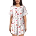 thumbnail image 1 of Bingfone Red coral and scallop seashell Print Pajamas Sets for Women Soft Short-Sleeved Pjs with Lounge Shorts Two Piece Sleepwear, 1 of 8