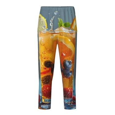 Bingfone Refreshing Fruit Infused Drinks Print Boys Girls Pajama Pants Lounge Pants with Pockets Drawstring Elastic Waist Sleepwear-Large