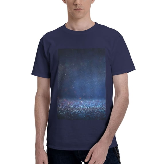 Bingfone Retro Blue Glitter Men'S Loose Fit Short-Sleeve Pocket T-Shirt