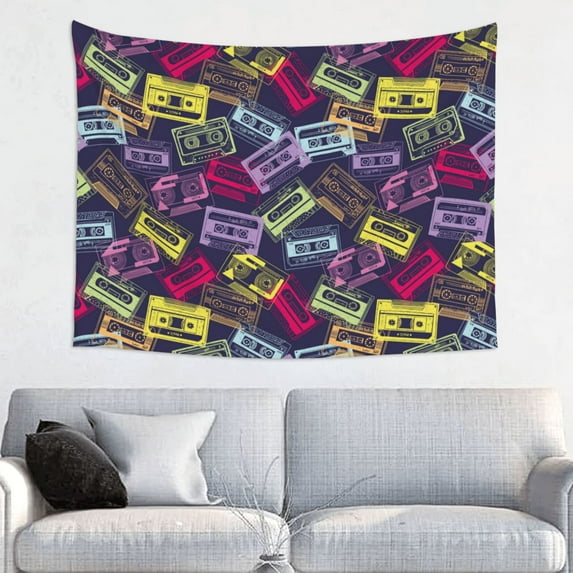 Bingfone Retro Cassette Music Tapestry Wall Hanging Decor for Living Room Bedroom Dorm Classroom Office Decor 29x37 Inch