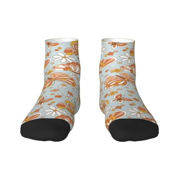 Bingfone Retro Floral Butterfly Design Patterned Men'S Women'S Casual Cotton Socks